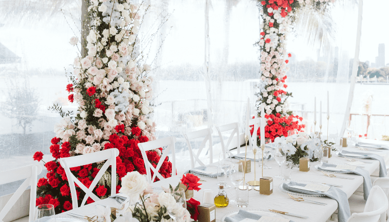 red and white roses wedding flowers brisbane